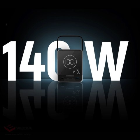 Powerbank Cuktech 300W 40000mAh z ładowaniem bezprzewodowym 2x USB-C + 2x USB-A - czarny
