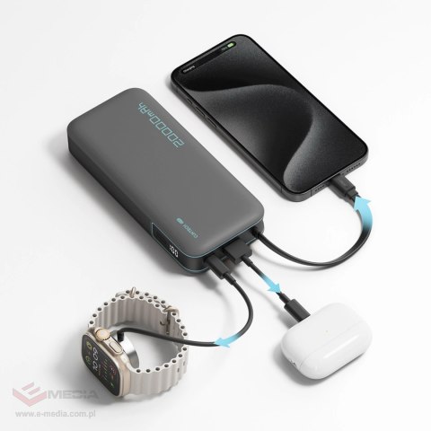 Powerbank Cuktech CUKP200NGLDG 45W 20000mAh z wbudowanym kablem USB-C - szary