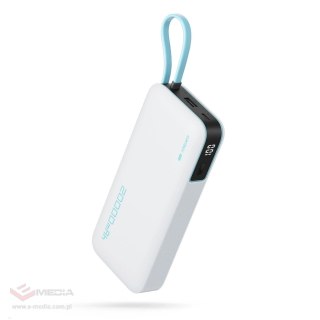 Powerbank Cuktech CUKP200NGLLG 45W 20000mAh z wbudowanym kablem USB-C - biały