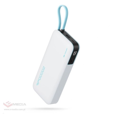 Powerbank Cuktech CUKP200NGLLG 45W 20000mAh z wbudowanym kablem USB-C - biały