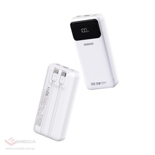Powerbank Dudao K15Pro 20000mAh 22.5W PD USB-C / USB-A / wbudowane kable Lightning i USB-C - biały