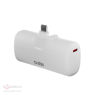 Powerbank SBS EcoPower 5000 mAh 10W z wbudowanym portem USB-C - biały