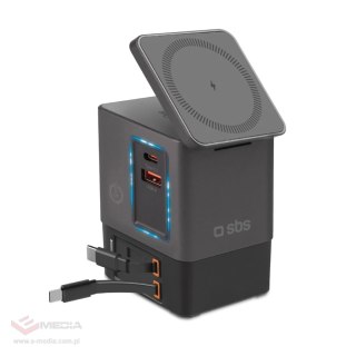Stacja ładująca SBS Power Dock 6w1 z MagSafe, podstawką i kablami USB-C 65W - czarna