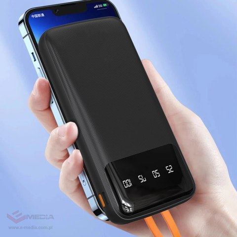 Dudao K6Pro uniwersalny powerbank 10000mAh z kablem USB, USB Typ C, Lightning czarny (K6Pro-black)
