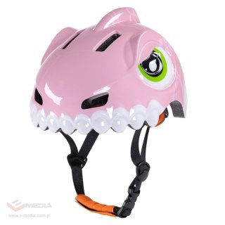 Kask rowerowy dziecięcy Wozinsky motyw dinozaur 52-56 cm - różowy