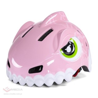 Kask rowerowy dziecięcy Wozinsky motyw dinozaur 52-56 cm - różowy