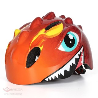 Kask rowerowy dziecięcy Wozinsky motyw smok lekki 50-54 cm - czerwony