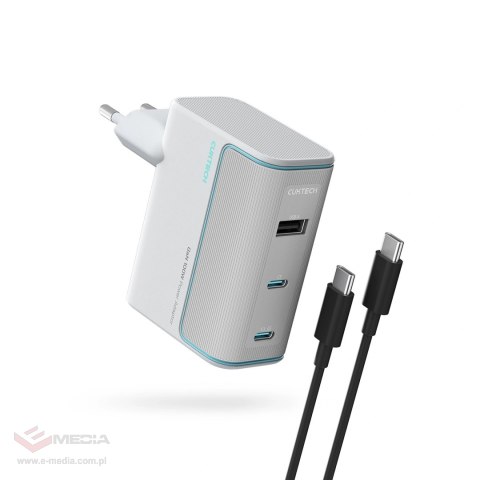 Ładowarka sieciowa Cuktech AD1003EU 100W GaN 2x USB-C + USB-A z kablem - biała