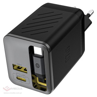 Ładowarka sieciowa Dudao A67EU GaN 67W z wbudowanym zwijanym kablem USB-C Power Delivery Quick Charge - czarna