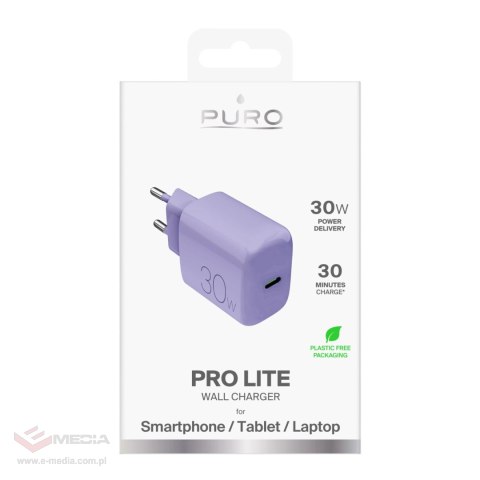 Ładowarka sieciowa Puro Pro Lite 30W USB-C - fioletowa