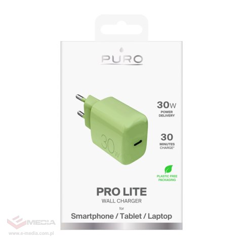 Ładowarka sieciowa Puro Pro Lite 30W USB-C - zielona