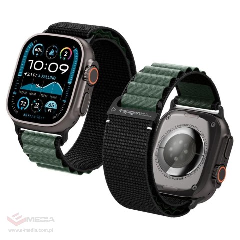 Pasek Pasek Spigen WBF1 na Apple Watch 44 / 45 / 46 / 49 mm - czarno-zielony