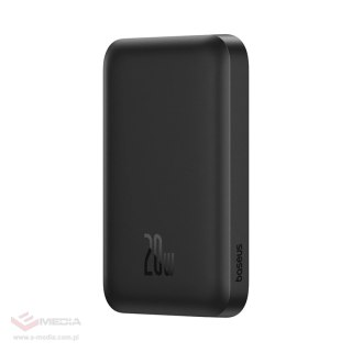 Powerbank Baseus Magnetic Mini Air 6000mAh 20W z ładowaniem indukcyjnym z kablem Baseus Simple USB-C (20V/3A) 30cm - czarny