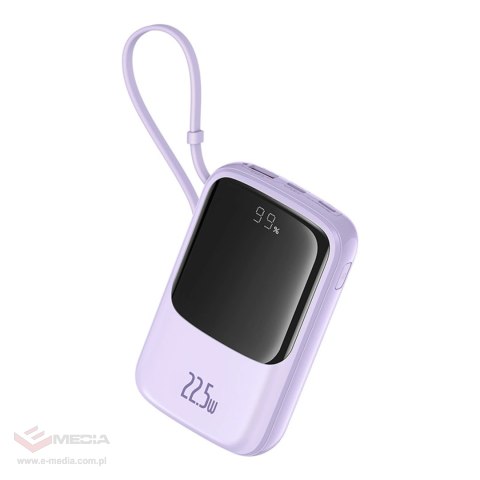 Powerbank Baseus Qpow Pro+ 10000mAh 22.5W z wbudowanym kablem USB-C z wyświetlaczem - fioletowy