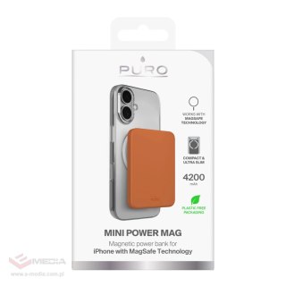 Powerbank Puro 4200mAh ultracienki kompatybilny z MagSafe USB-C - pomarańczowy