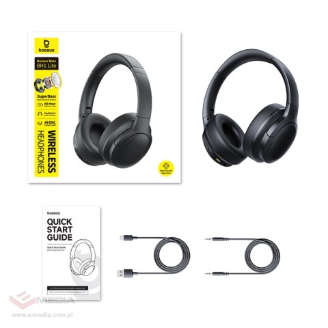 Słuchawki bezprzewodowe Baseus Bass BH1 Lite nauszne Bluetooth 6.0 - czarne