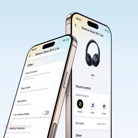 Słuchawki bezprzewodowe Baseus Bass BH1 Lite nauszne Bluetooth 6.0 - czarne