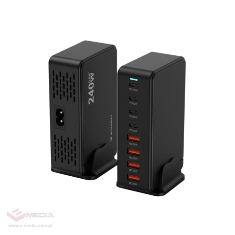 Stacja ładująca Wozinsky WSL-240 GaN QC3 - 200W - czarna