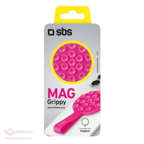 Uchwyt SBS MAG Grippy kompatybilny z MagSafe z przyssawką i uszkiem - różowy