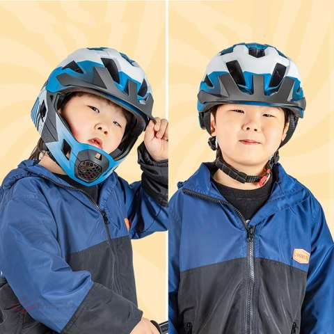 Kask rowerowy Rockbros TS-61 10110061002 dziecięcy z odpinaną szczęką rozmiar M (54-57) - niebieski