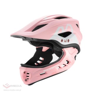 Kask rowerowy Rockbros TT-32001 Rabbit dziecięcy z odpinaną szczęką rozmiar S (48-52) - różowy