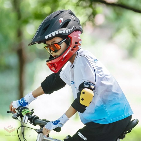 Kask rowerowy Rockbros TT-32005 Shark dziecięcy z odpinaną szczęką rozmiar M (54-58) - czarny