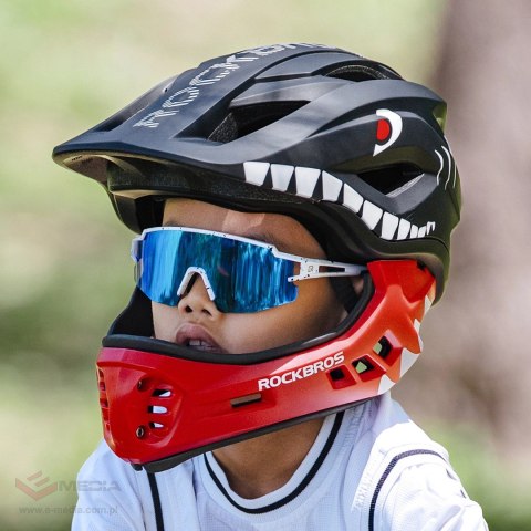 Kask rowerowy Rockbros TT-32005 Shark dziecięcy z odpinaną szczęką rozmiar M (54-58) - czarny