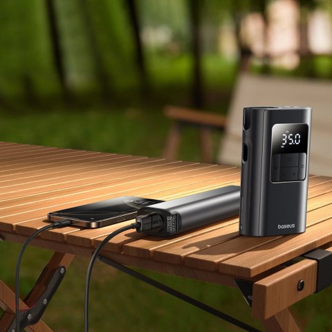 Kompresor do opon Baseus PrimeTrip VA1 75W 2w1 z latarką i powerbankiem 6000mAh - czarny