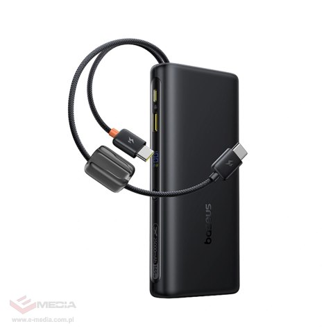 Powerbank Baseus EnerFill FC41 25000mAh 145W z wyświetlaczem cyfrowym i wbudowanym podwójnym kablem USB-C - czarny