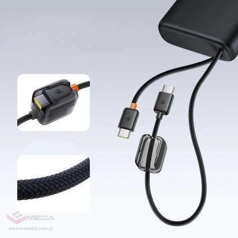 Powerbank Baseus EnerFill FC41 25000mAh 145W z wyświetlaczem cyfrowym i wbudowanym podwójnym kablem USB-C - czarny