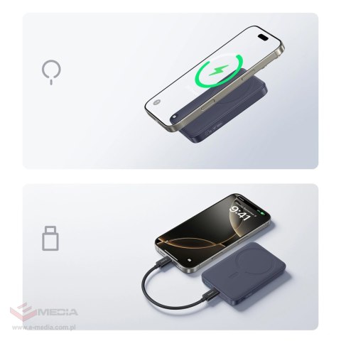 Powerbank Baseus EnerFill FM11 10000mAh 22.5W kompatybilny z MagSafe z czarnym kablem Baseus Simple USB-C 20 V/3 A 30 cm - ciemn