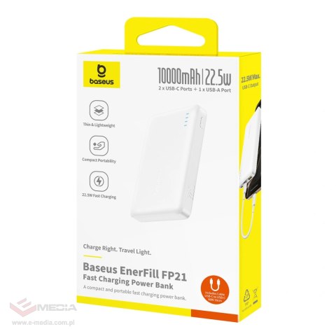 Powerbank Baseus EnerFill FP21 10000mAh 22.5W USB-A - USB-C - biały