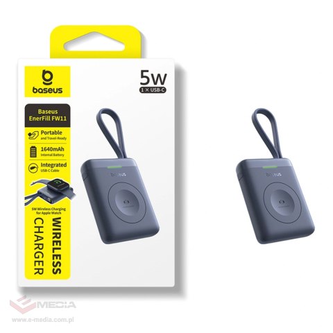 Powerbank Baseus EnerFill FW11 5W do Apple Watch z wbudowanym kablem - czarny