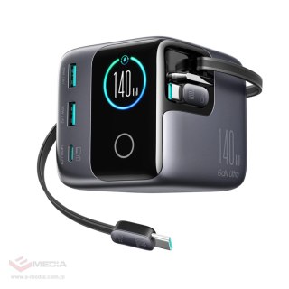 Ładowarka biurkowa Joyroom Podix JR-TRD01 GaN 140W z 5 portami i podwójnymi zwijanymi kablami - szara