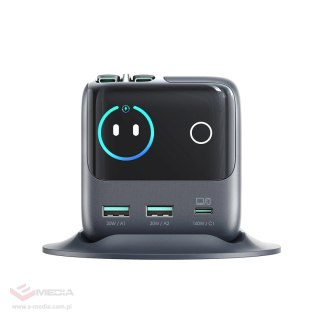 Ładowarka biurkowa Joyroom Podix JR-TRD01 GaN 140W z 5 portami i podwójnymi zwijanymi kablami - szara