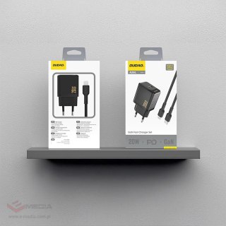 Ładowarka sieciowa Dudao A26LEU PD 20W GaN USB-C z kablem USB-C - Lightning - czarna