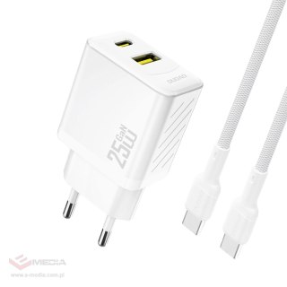 Ładowarka sieciowa Dudao A26TCEU PD QC 25W GaN USB-A USB-C z kablem USB-C - biała