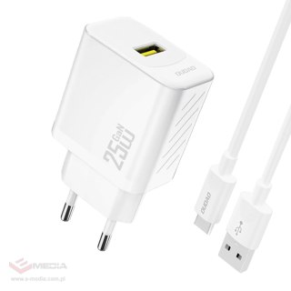 Ładowarka sieciowa Dudao A27STEU 25W GaN USB-A z kablem USB-A - USB-C - biała