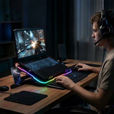 Podstawka Wozinsky WDCX-A26 NitroCool RGB chłodząca gamingowa pod laptop - czarna