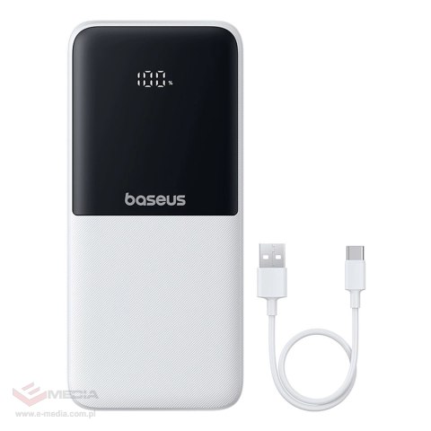 Powerbank Baseus Lipow 10000mAh 22,5W z dwoma wbudowanymi kablami (z kablem Baseus Simple USB-A - USB-C 3A 20cm) - biały