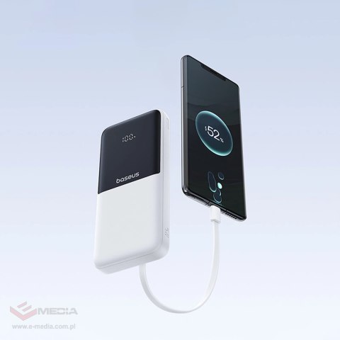 Powerbank Baseus Lipow 10000mAh 22,5W z dwoma wbudowanymi kablami (z kablem Baseus Simple USB-A - USB-C 3A 20cm) - biały