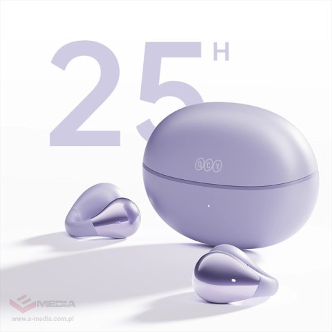 Słuchawki OWS QCY Crossky C30 z klipsem IPX4 Bluetooth 5.4 - fioletowe