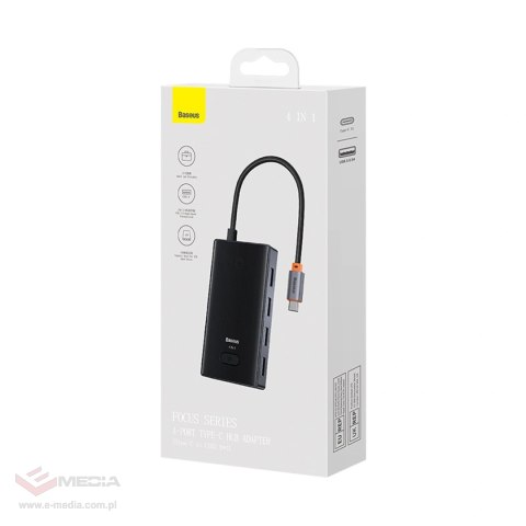 Hub USB-C Baseus PioneerJoy 4xUSB-A 3.0 - szary