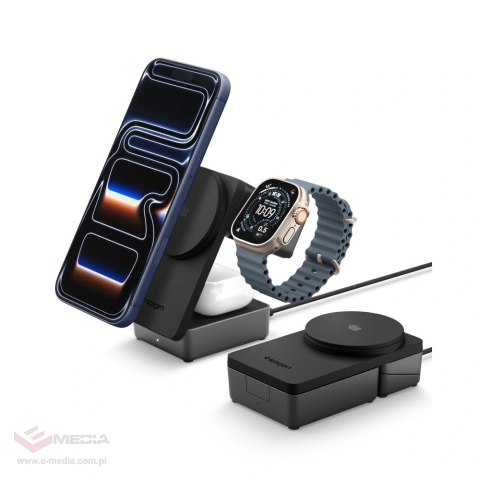 Ładowarka bezprzewodowa magnetyczna Spigen Essential Qi2.2 25W 3in1 MagSafe - czarna