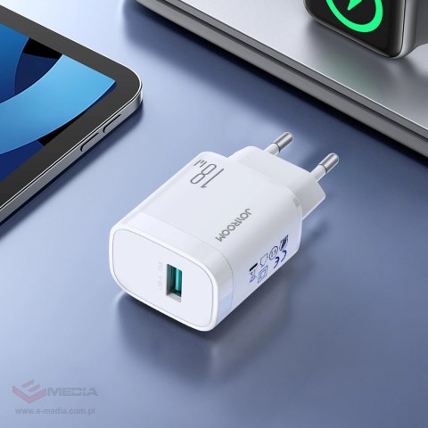 Ładowarka sieciowa Joyroom JR-TF4 18W z kablem 3 A USB-A - USB-C 1m - biała