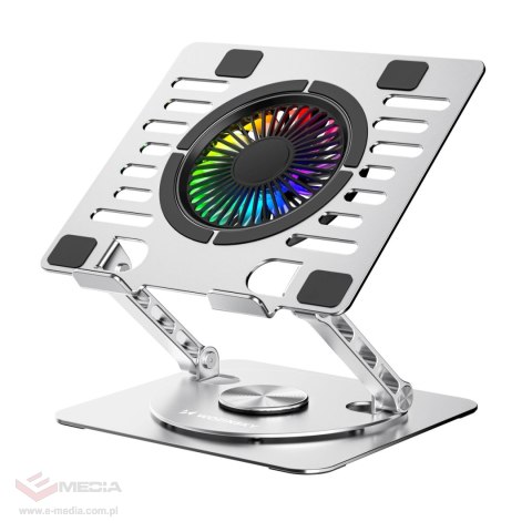 Podstawka Wozinsky WDCX-X16-AS CoolBase RGB chłodząca z obrotem 360° pod laptopa i tablet - srebrna