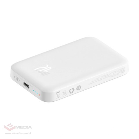 Powerbank Baseus Airpow 6000mAh 20W magnetyczny z kablem Baseus Simple USB-C - USB-C 30cm - biały
