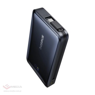 Powerbank Baseus Nomos 10000mAh 30W Qi2 z podstawką kompatybilny z MagSafe z wbudowanym kablem USB-C - czarny