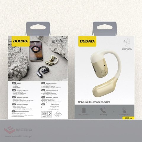 Słuchawka zauszna Dudao U4Pro Bluetooth uniwersalna do obu uszu - beżowo-złota