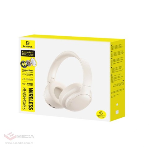Słuchawki bezprzewodowe Baseus Bass BH1 Lite nauszne Bluetooth 6.0 - białe